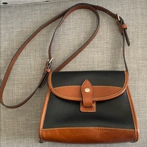 Dooney & Bourke Black and Brown Leather-Trim Crossbody